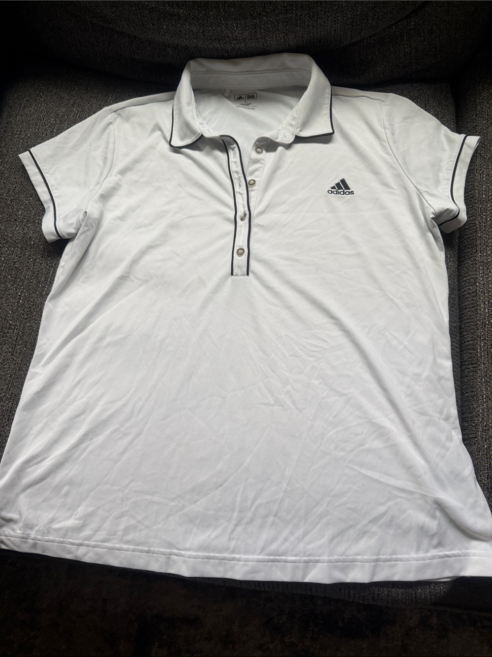 adidas White Polo with Black Trim and Logo